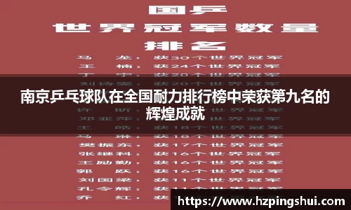 南京乒乓球队在全国耐力排行榜中荣获第九名的辉煌成就